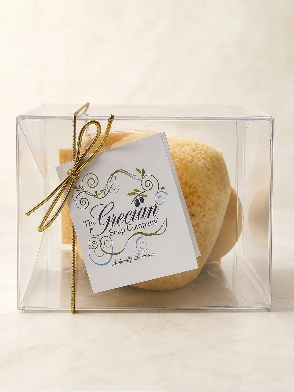 The Grecian Soap Company Natural Sponge & Soap Set - Cream
